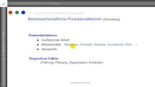 Produktionsfaktoren  Teil 1 betriebswirtschaftliche Faktoren nach Gutenberg [upl. by Ennayar]