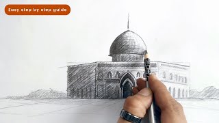 How to Draw The Al Aqsa Mosque The Temple Mount in Perspective [upl. by Nanaek]