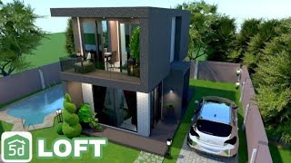 Modern House with Loft Bedroom  Planner 5D Android Speed build  Ayuh [upl. by Sitruk322]