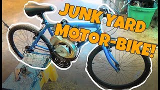 homemade junk yard motorized bike using the bicycles gears part 1 [upl. by Man70]