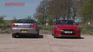 New Nissan GTR meets R34 GTR by autocarcouk [upl. by Leaffar]