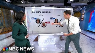 Steve Kornacki explains Donald Trump pulling even with Kamala Harris in NBC News poll [upl. by Colier]