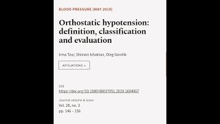 Orthostatic hypotension definition classification and evaluation  RTCLTV [upl. by Zarihs680]