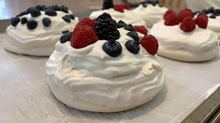 Mini Pavlovas Recipe  Merengues with Whipped Cream and Berries [upl. by Sulihpoeht]