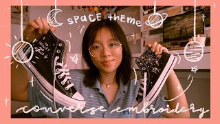 💫 space themed embroidery on my real converse 🌚🌏🌞 embroider with me [upl. by Pedro386]