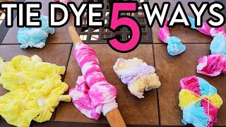 How to TieDye 5 Different Shirt Designs Kit vs DIY Homemade Patterns Video Tutorial [upl. by Daahsar]