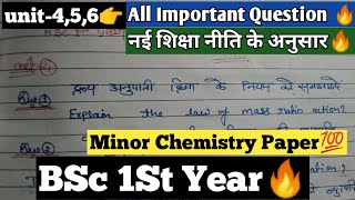 👉All Important Question 🔥BSc 1st Year Minor Chemistry 💯Unit 1 23 Chemistry 2Nd Paper NEP [upl. by Lemire]