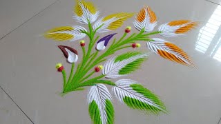 Very easy and attractive rangoli design by Jyoti Raut Rangoli [upl. by Ojillib662]