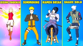 Top 25 Legendary Fortnite Dances amp Emotes Naruto Uzumaki Sasuke Uchiha Kakashi Hatake Sakura [upl. by Estrin]