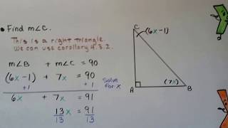 Geometry 43b Two Corollaries from the Triangle Sum Theorem [upl. by Hiasi]