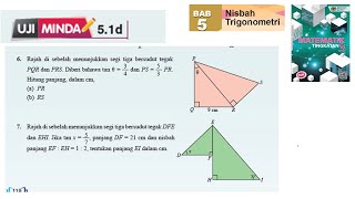 KSSM Matematik Tingkatan 3 Bab 5 nisbah trigonometri uji minda 51d no67 buku teks form 3 [upl. by Ella355]