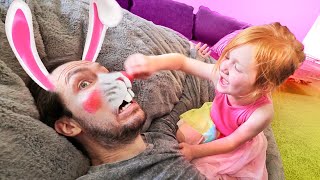 Adley and Dad BUNNY MAKEOVER fun new challenges hidden in mystery eggs DROP TEST what’s inside [upl. by Moskow354]