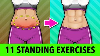 11 Best Standing Belly Fat Burn Exercises [upl. by Saffian]