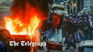 Violent clashes between Napoli and Frankfurt football fans [upl. by Mila]