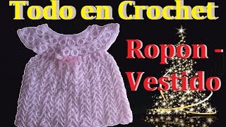 Vestido en crochet para bebe  paso a paso  crochet para bautizo  primera comunión  parte 2 [upl. by Jacoba]