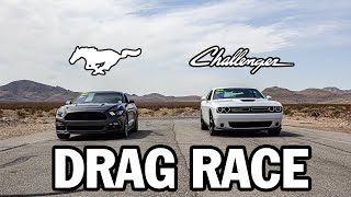 Ford Mustang Ecoboost v Dodge Challenger RT  DRAG RACE [upl. by Ecylahs]