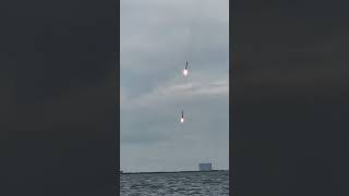 Two Falcon Heavy side cores landing after NASAs GOESU launch [upl. by Retrak]