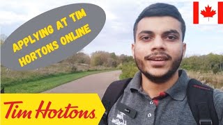 HOW TO APPLY FOR JOB AT TIM HORTONS ONLINE 🇨🇦  INTERNATIONAL STUDENT  PCVLOGS [upl. by Anaujit]