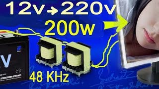 12v to 220v inverter kích sử dụng 2 biến áp xung ra 200w [upl. by Auerbach501]