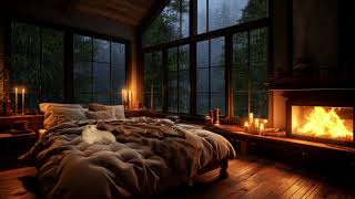 Rainy Day in the Forest Cozy Bedroom with Crackling Fireplace [upl. by Mariya281]