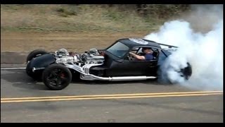 V16 HOT ROD Twin V8 doing a burnout part 2 [upl. by Airetak]