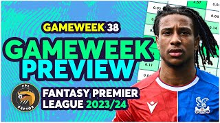 FPL GAMEWEEK 38 PREVIEW  BEST DIFFERENTIALS  Fantasy Premier League Tips 202324 [upl. by Fin]