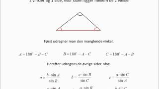 Sinus relationerne 3 2 sider og 1 vinkel eller 2 vinkler og 1 side [upl. by Rudyard]