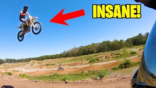 GETTING JUMPED OVER AT THE DIRT BIKE TRACK [upl. by Dnalyar]