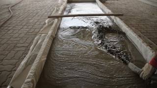 Adding of aerated agent and pouring cellular lightweight concrete inside of mold [upl. by Sherar]