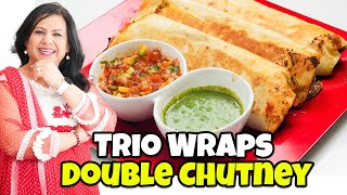 NATURAL TRI COLOR WRAPS ❤️ Plus 2 Chutney Recipes in Hindi Urdu  RKK [upl. by Mcnully624]