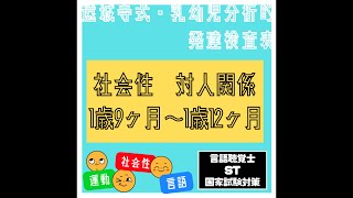 【遠城寺式・乳幼児分析的発達検査表をやってみた095】社会性 対人関係 親から離れて遊ぶ 言語聴覚士 ST 国家試験対策 [upl. by Ahsima967]