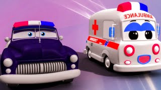 Police Car Ambulance Formation Animated Vehicle Cartoon Video for Children [upl. by Hathaway638]