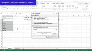 Excel  Conditional Formatting find duplicates on two worksheets by Chris Menard [upl. by Wes]