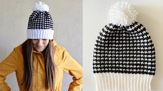 Houndstooth Crochet Hat Tutorial [upl. by Singhal981]