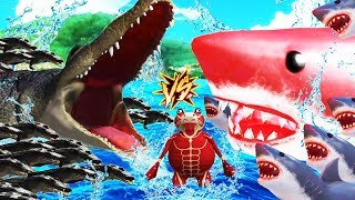 EJERCITO DE COCODRILOS VS EJERCITO DE TIBURONES  AMAZING FROG [upl. by Ahsilyt]