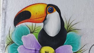 Pintura de tucano com flores [upl. by Assitruc]