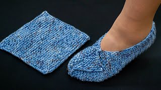 Knitted slippers from a square  a simple and quick tutorial for beginners [upl. by Sanfo]