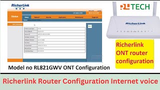 Richerlink Router Configuration Internet voice  Single band ONT configuration [upl. by Skurnik]