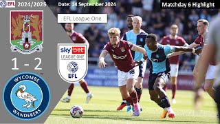 Northampton Town 12 Wycombe Wanderers Matchday 6 202425 EFL League One Highlight [upl. by Kcirre]