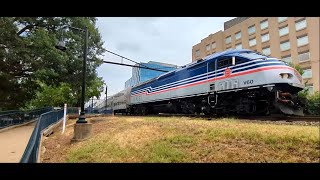 A bunch of action at LEnfant VRE station Train meets horn shows VREs and Amtrak 125 [upl. by Wardle]