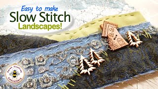 How to easily stitch a mindful slow stitching landscape embroidery [upl. by Nirag]