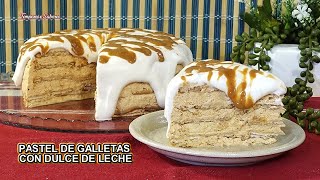 PASTEL DE GALLETAS CON DULCE DE LECHE Solo 5 Ingredientes y Sin Cocinar Nada RIQUISIMO [upl. by Sloan]