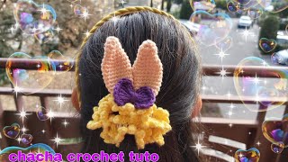 Tuto chouchou oreilles de lapin au crochet pour pâques [upl. by Aseeral579]