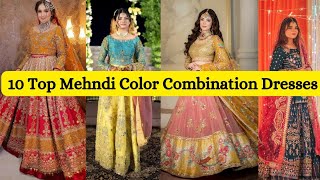 10 Top Mehndi Color Combination Dresses Design 2024  Mehndi dress designs [upl. by Nirred]