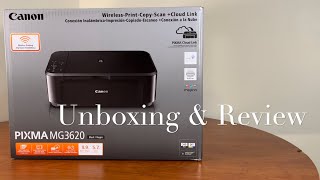 canon pixma mg3620 printer unboxing review setup home office printing iphone photography [upl. by Beitch]