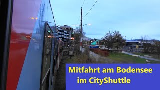 Mitfahrt im CityShuttle von LochauHörbranz➡️Bregenz entlang am Bodensee [upl. by Nahgiem156]