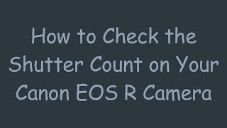 How to Check the Shutter Count on Your Canon EOS R Camera [upl. by Nitsew511]