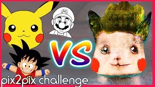 ARTIST Vs PIX2PIX CHALLENGE  Drawing Anime amp Game Characters [upl. by Menell]