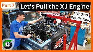 Pulling Jeep XJ 40L engine Live Part 7 pulling the engine [upl. by Eiramanin]