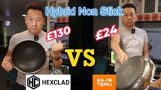 Hexclad alternative TEMU cheap pan vs Hexclad expensive hybrid non stick review by Benson Chik [upl. by Harbot]